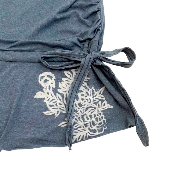 Weavers Girl Heather Blue With White Floral Print Tunic Top Mini Dress,Juniors M - Picture 7 of 11